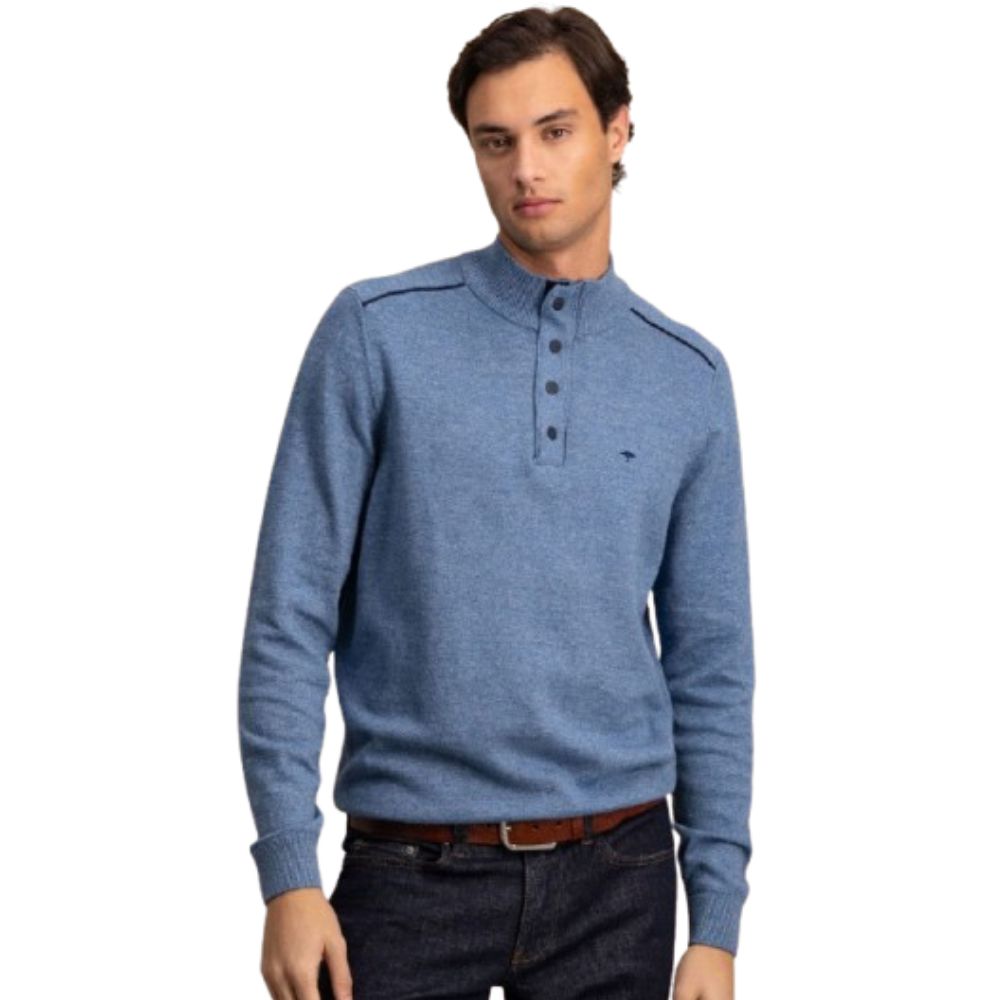 FYNCH HATTON KNITTED TURTLENECK COLLAR MEN CLOUD BLUE SWEATER